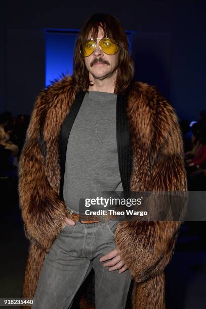 Casey Spooner attends the Laquan Smith front row during New York Fashion Week: The Shows at Gallery I at Spring Studios on February 14, 2018 in New...