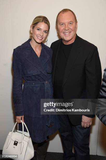 Helena Bordon and Michael Kors attend the Michael Kors Collection Fall 2018 Runway Show at Vivian Beaumont Theatre at Lincoln Center on February 14,...