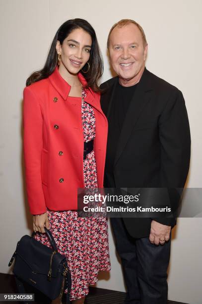 Jessica Kahawaty and Michael Kors attend the Michael Kors Collection Fall 2018 Runway Show at Vivian Beaumont Theatre at Lincoln Center on February...