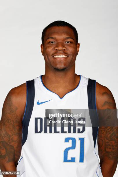 Jalen Jones of the Dallas Mavericks poses for a head shot on February 12, 2018 at the American Airlines Center in Dallas, Texas. NOTE TO USER: User...