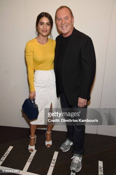Camila Coelho and Michael Kors attend the Michael Kors Collection Fall 2018 Runway Show at Vivian Beaumont Theatre at Lincoln Center on February 14,...