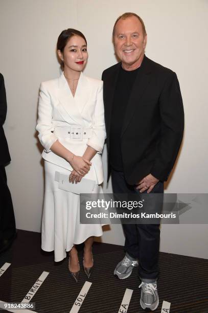 Lee Min-Jung and Michael Kors attend the Michael Kors Collection Fall 2018 Runway Show at Vivian Beaumont Theatre at Lincoln Center on February 14,...