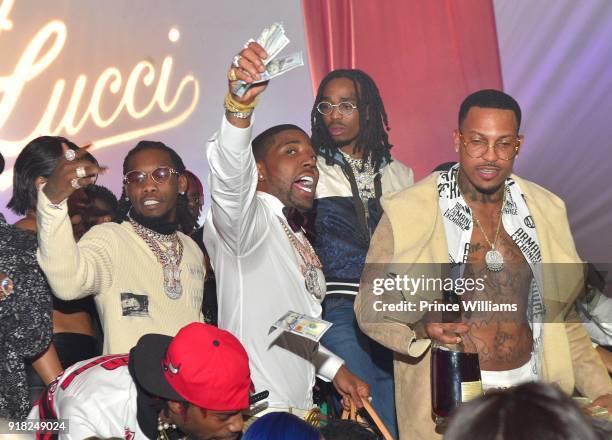 Offset, YFN Lucci, Quavo and Trouble attend Trap Du Soleil Celebrating YFN Lucci on February 13, 2018 in Atlanta, Georgia.