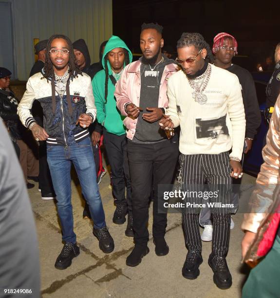 The Migos attend Trap Du Soleil Celebrating YFN Lucci on February 13, 2018 in Atlanta, Georgia.