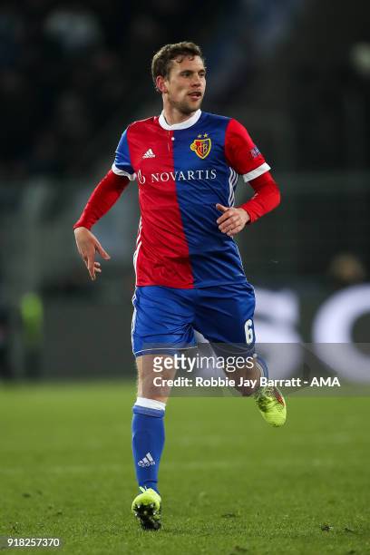 Fabian Frei of FC Basel during the UEFA Champions League Round of 16 First Leg match between FC Basel and Manchester City at St. Jakob-Park on...