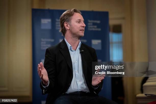 Sam Shank, chief executive officer and co-founder of Hotel Tonight Inc., speaks during a Bloomberg Television interview at the Goldman Sachs...