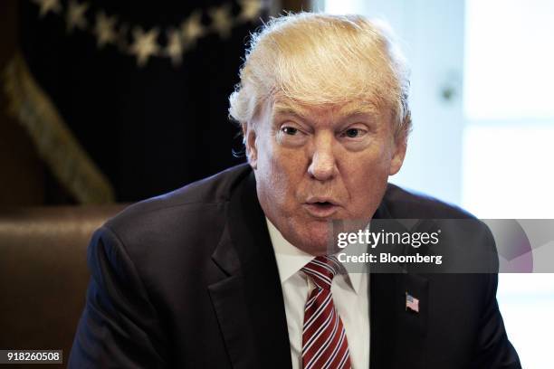 President Donald Trump speaks during a meeting with bipartisan members of congress in the Cabinet Room of the White House in Washington, D.C., U.S....