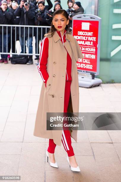 Zendaya attends the Michael Kors fashion show during New York Fashion Week at the Vivian Beaumont Theater at Lincoln Center on February 14, 2018 in...