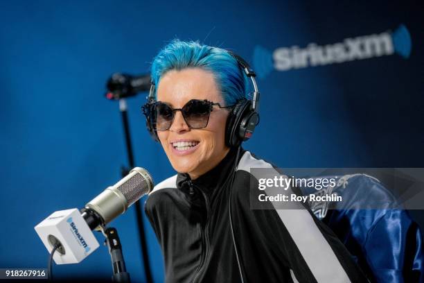 Jenny McCarthy hosts the Jenny McCarthy show at SiriusXM Studios on February 14, 2018 in New York City.