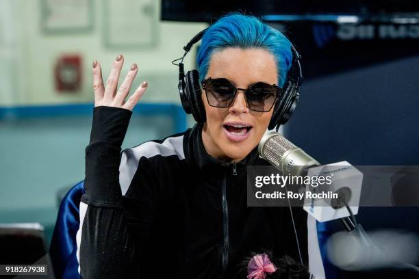 Jenny McCarthy hosts the Jenny McCarthy show at SiriusXM Studios on February 14, 2018 in New York City.