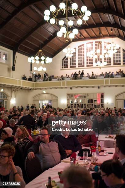 Members of the SPD join the local political Ash Wednesday SPD gathering on February 14, 2018 in Schwerte, Germany. Nahles is hoping to become party...