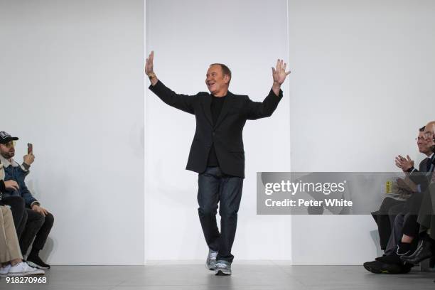 Designer Michael Kors walks the runway during the Michael Kors Collection Fall 2018 Runway Show at Vivian Beaumont Theatre at Lincoln Center on...