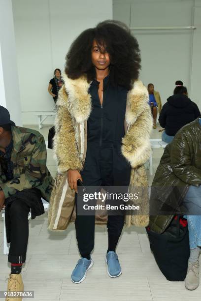 Yagazie Emezi attends the Maki Oh fashion show during New York Fashion Week on February 14, 2018 in New York City.