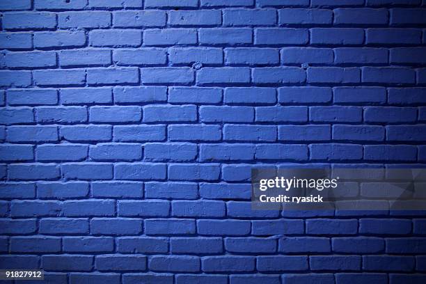 painted blue brick wall background - 磚牆 個照片及圖片檔