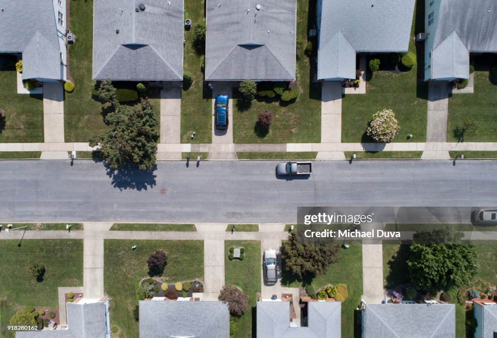 Aerial view of Rows of houses