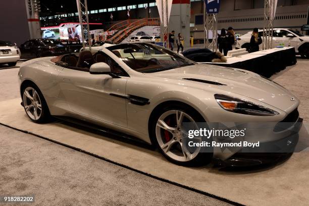 Aston Martin Vanquish S is on display at the 110th Annual Chicago Auto Show at McCormick Place in Chicago, Illinois on February 8, 2018.