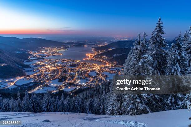 lake tegernsee, bavaria, germany, europe - bavaria snow stock pictures, royalty-free photos & images