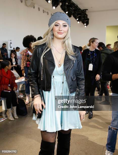 Francesca Curran attends Leanne Marshall show during February 2018 New York Fashion Week: The Shows at Gallery II at Spring Studios on February 14,...