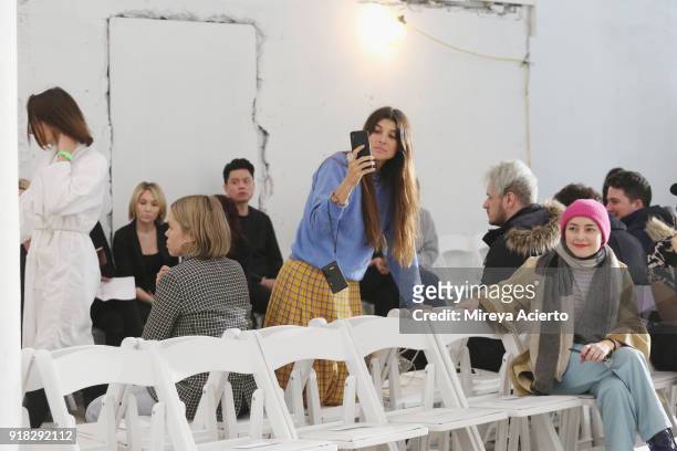 Fashion designer Maryam Nassir Zadeh watches the rehearsal before the Maryam Nassir Zadeh fashion show during New York Fashion Week on February 14,...