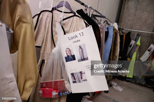 Fashion detail backstage at the Maryam Nassir Zadeh fashion show during New York Fashion Week on February 14, 2018 in New York City.