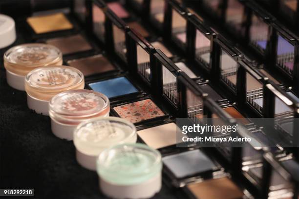 Detail of makeup backstage at the Maryam Nassir Zadeh fashion show during New York Fashion Week on February 14, 2018 in New York City.