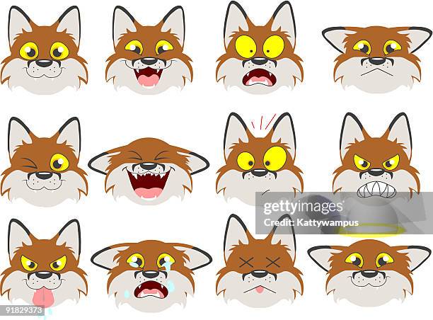 fox emoticons - mouth smirk stock illustrations