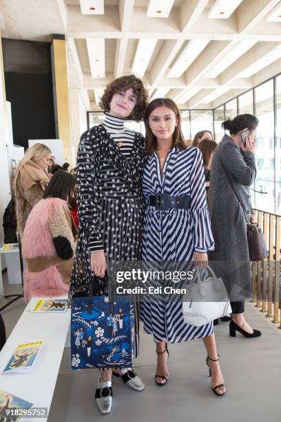 Chloe Hill and Sarah Ellen attend the Michael Kors Collection Fall 2018 Runway Show at the Vivian Beaumont Theatre on February 14, 2018 in New York...