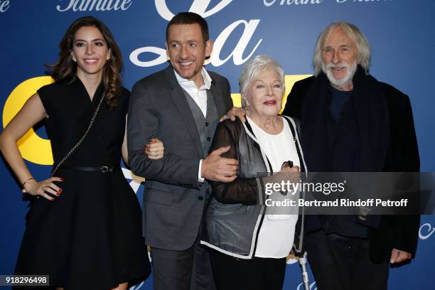 Yael Boon, Director Dany Boon, Line Renaud and Pierre Richard attend the "La Ch'tite Famille" Paris Premiere at Cinema Gaumont Marignan on February...