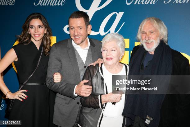 Yael Boon, actors Dany Boon, Line Renaud and Pierre Richard attend the 'La Ch'tite Famille' Premiere at Cinema Gaumont Marignan on February 14, 2018...