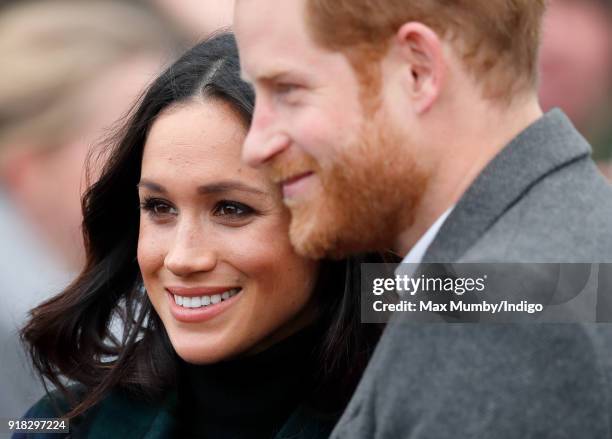 Meghan Markle and Prince Harry visit Edinburgh Castle on February 13, 2018 in Edinburgh, Scotland.