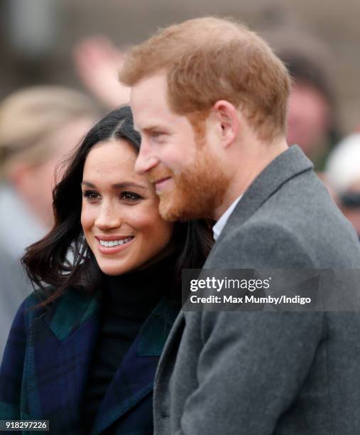 Meghan Markle and Prince Harry visit Edinburgh Castle on February 13, 2018 in Edinburgh, Scotland.