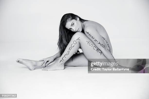 Swimsuit Issue 2018: Olympic gymnast Aly Raisman poses for the 2018 Sports Illustrated swimsuit issue 'In Her Own Words' body painting on December...