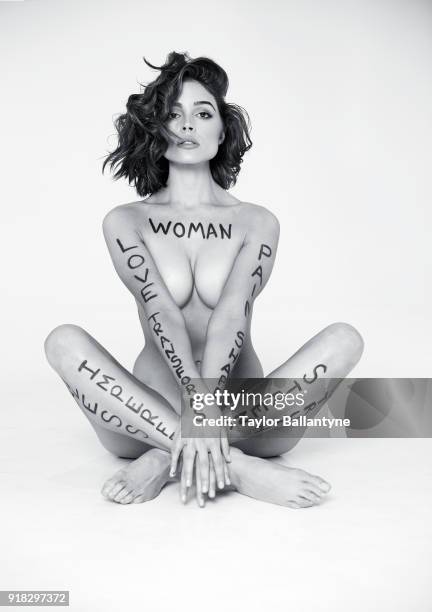 Swimsuit Issue 2018: Actress Olivia Culpo poses for the 2018 Sports Illustrated swimsuit issue 'In Her Own Words' body painting on December 18, 2017...