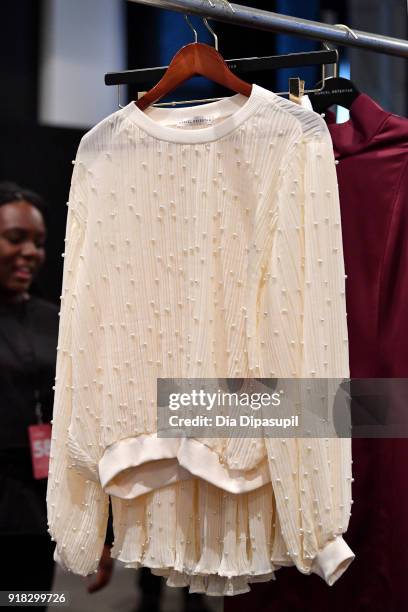View of the fashion backstage for Marcel Ostertag during New York Fashion Week: The Shows at Gallery II at Spring Studios on February 14, 2018 in New...