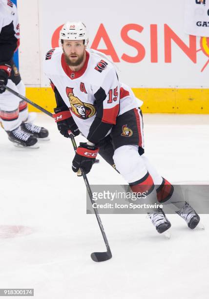 Ottawa Senators left wing Zack Smith skates during the warm up before a game between the Ottawa Senators and the Toronto Maple Leafs at the Air...