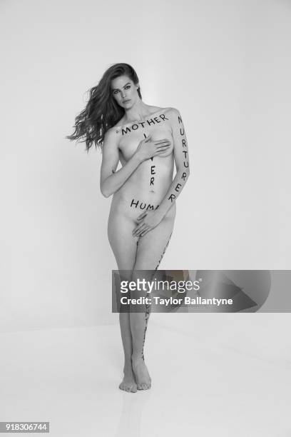 Swimsuit Issue 2018: Model Robyn Lawley poses for the 2018 Sports Illustrated swimsuit issue 'In Her Own Words' body painting on March 29, 2017 at...