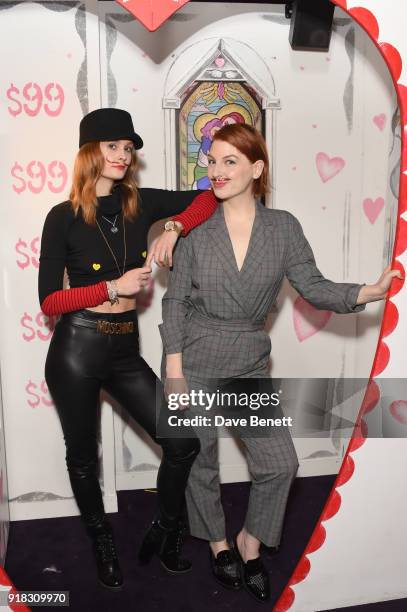 Charlotte de Carle and Alice Levine attend the 'Valentines is a Drag' party, in association with the dating app Bumble, at Loulou's on February 14,...