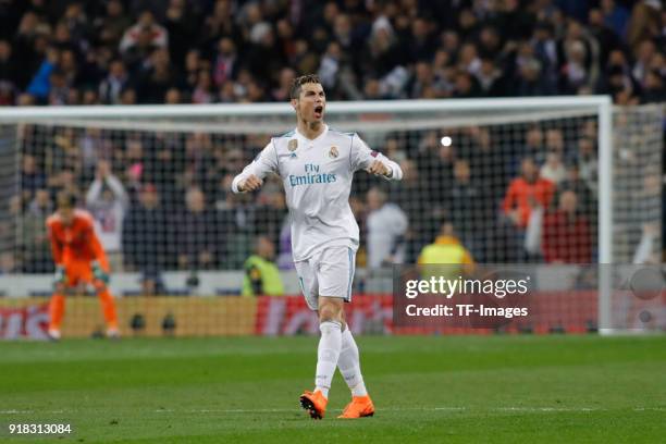 During the UEFA Champions League Round of 16 First Leg match between Real Madrid and Paris Saint-Germain at Bernabeu on February 14, 2018 in Madrid,...