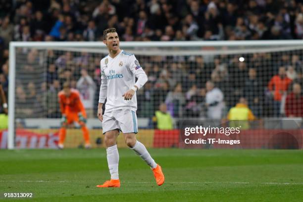 During the UEFA Champions League Round of 16 First Leg match between Real Madrid and Paris Saint-Germain at Bernabeu on February 14, 2018 in Madrid,...