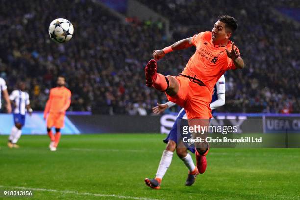 Roberto Firmino of Liverpool in action during the UEFA Champions League Round of 16 First Leg match between FC Porto and Liverpool at Estadio do...