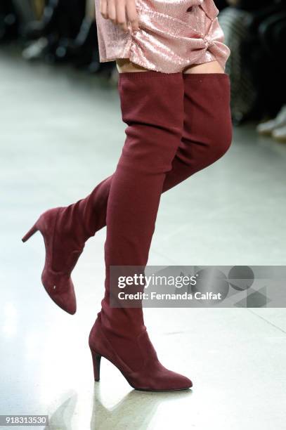 Model walks the runway for Marcel Ostertag, shoe detail, during New York Fashion Week: The Shows at Gallery II at Spring Studios on February 14, 2018...