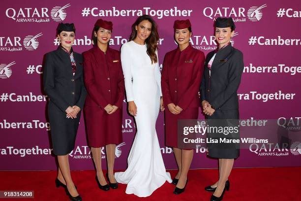 Jodi Gordon arrives at the Qatar Airways Canberra Launch gala dinner on February 13, 2018 in Canberra, Australia.