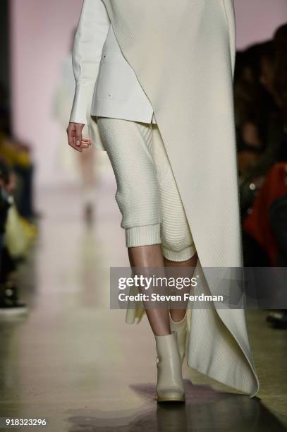 Model walks the runway during the Esteban Cortazar Fall 2018 Runway Show at Spring Studios on February 14, 2018 in New York City.