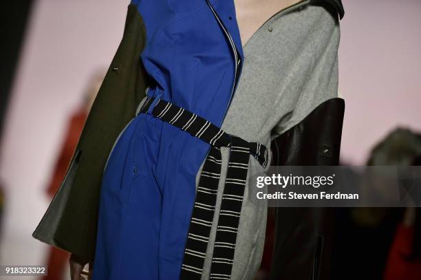 Model walks the runway during the Esteban Cortazar Fall 2018 Runway Show at Spring Studios on February 14, 2018 in New York City.