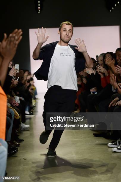 Designer Esteban Cortazar walks the runway during the Esteban Cortazar Fall 2018 Runway Show at Spring Studios on February 14, 2018 in New York City.