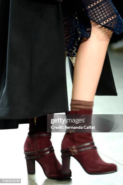 Model walks the runway for Marcel Ostertag, shoe detail, during New York Fashion Week: The Shows at Gallery II at Spring Studios on February 14, 2018...