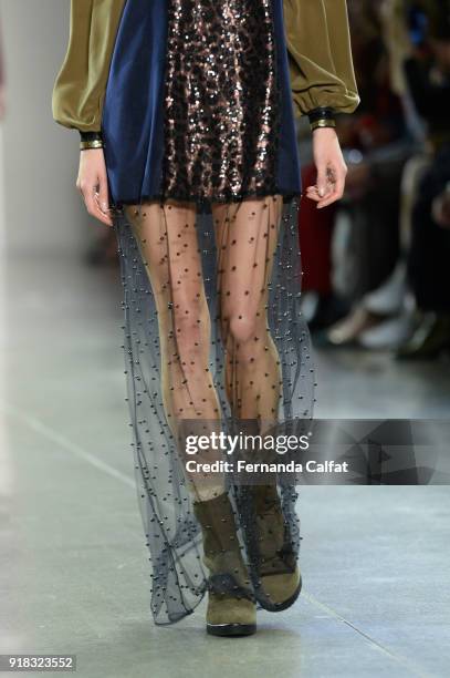 Model walks the runway for Marcel Ostertag, shoe detail, during New York Fashion Week: The Shows at Gallery II at Spring Studios on February 14, 2018...