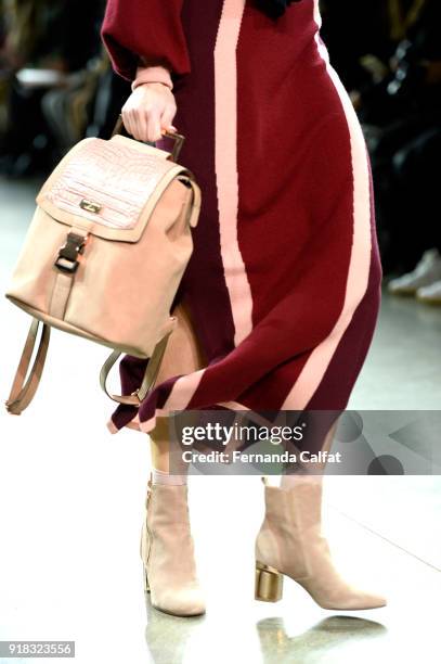 Model walks the runway for Marcel Ostertag, shoe detail, during New York Fashion Week: The Shows at Gallery II at Spring Studios on February 14, 2018...