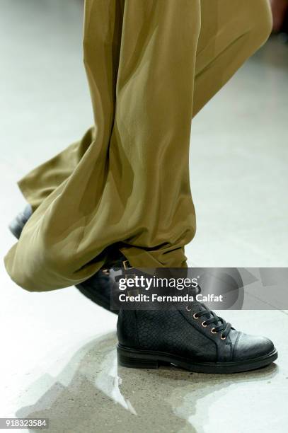 Model walks the runway for Marcel Ostertag, shoe detail, during New York Fashion Week: The Shows at Gallery II at Spring Studios on February 14, 2018...