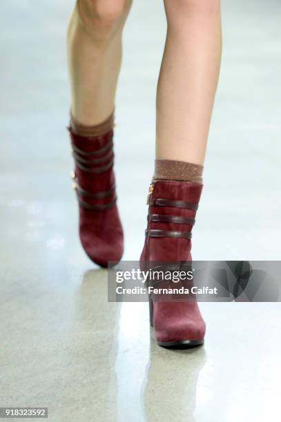 Model walks the runway for Marcel Ostertag, shoe detail, during New York Fashion Week: The Shows at Gallery II at Spring Studios on February 14, 2018...